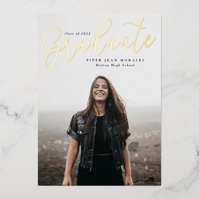 Scripted Foil Graduate Photo Announcement (Front)