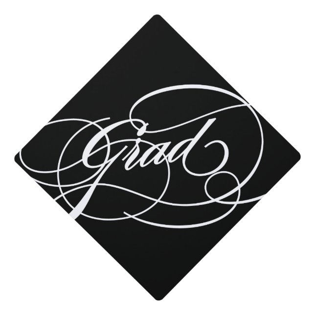 Scripted Grad Graduation Cap Topper (Front)