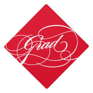 Scripted Grad in Red Graduation Cap Topper