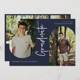 Scripted Graduate Arched Frame 4 Photo Invitation