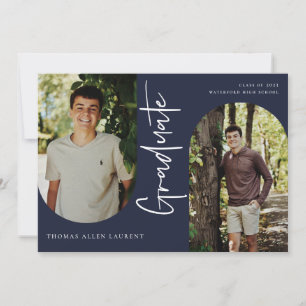 Scripted Graduate Arched Frame 4 Photo Invitation