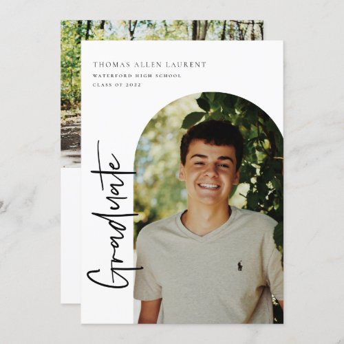 Scripted Graduation Arched Frame Photo Invitation