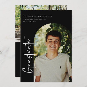 Scripted Graduation Arched Frame Photo Invitation