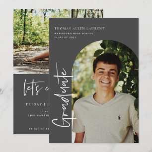 Scripted Graduation Arched Frame Photo Invitation