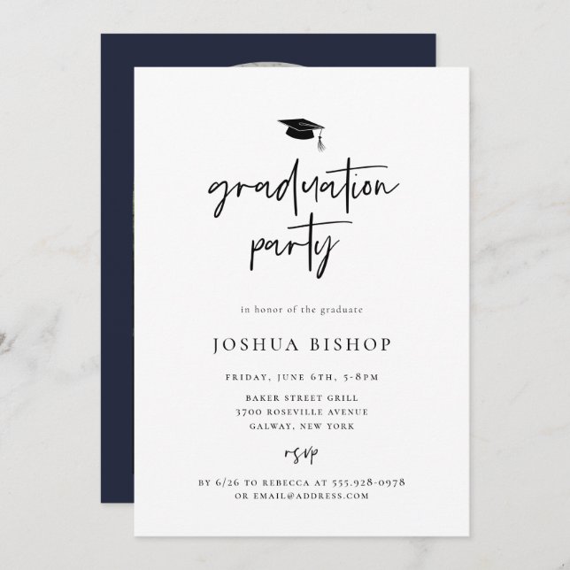Scripted Graduation Party Photo Invitation (Front/Back)