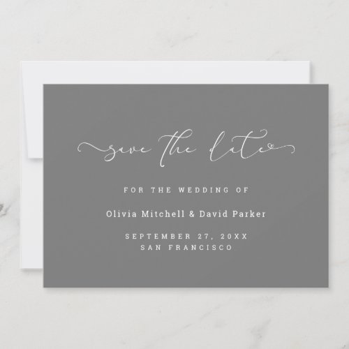Scripted Heart  Elegant Gray Save The Date