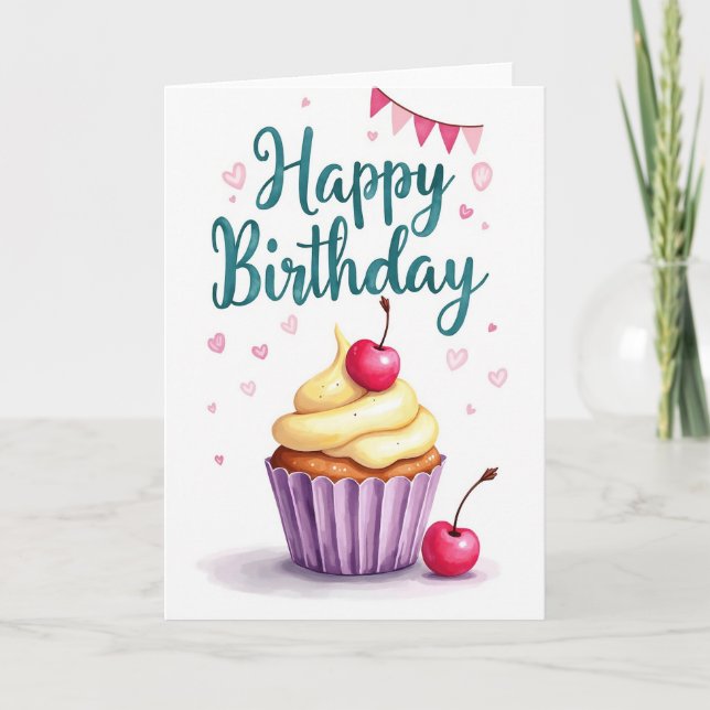 Scripted Hearts Birthday Card (Front)