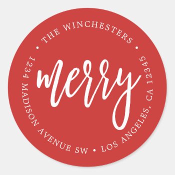 Scripted Merry Return Address Label by PinkMoonPaperie at Zazzle