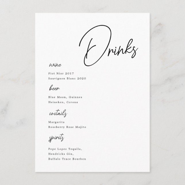 scripted names Wedding Menu (Back)