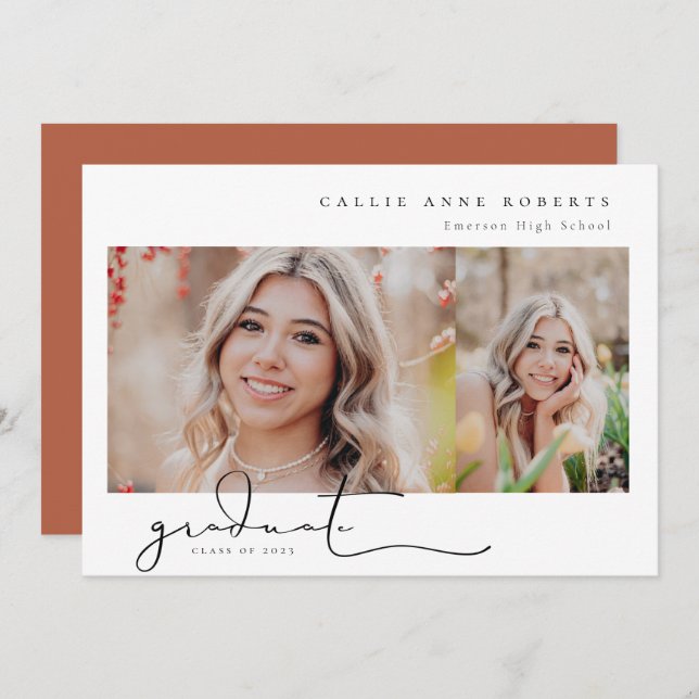 Scripted Snapshot Graduation Photo Announcement (Front/Back)