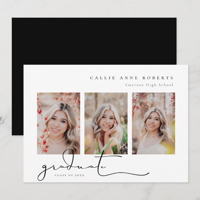 Scripted Snapshot Graduation Photo Announcement (Front/Back)