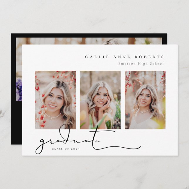 Scripted Snapshot Graduation Photo Invitation (Front/Back)