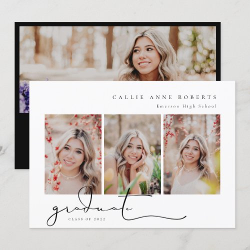 Scripted Snapshot Graduation Photo Invitation