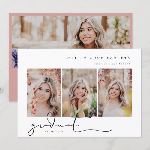 Scripted Snapshot Graduation Photo Invitation