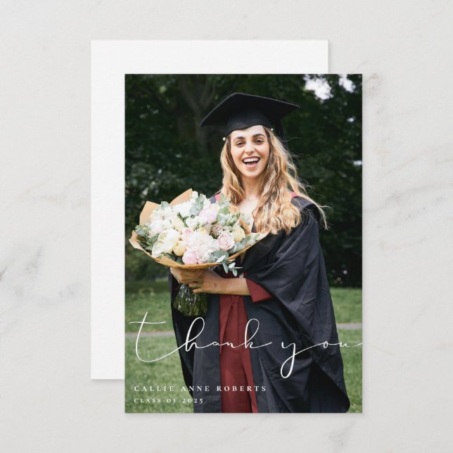 Scripted Snapshot Graduation Photo Thank You Card (Front/Back)