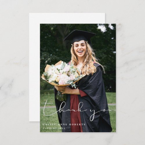 Scripted Snapshot Graduation Photo Thank You Card