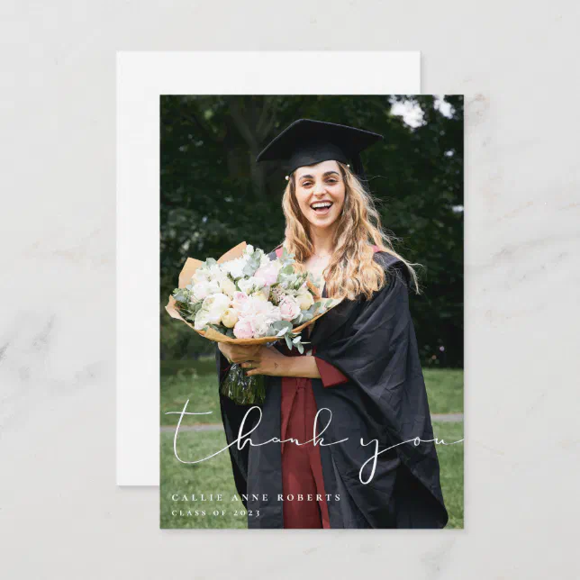 Scripted Snapshot Graduation Photo Thank You Card | Zazzle