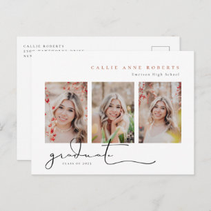 Scripted Snapshots Photo Graduation Announcement Postcard