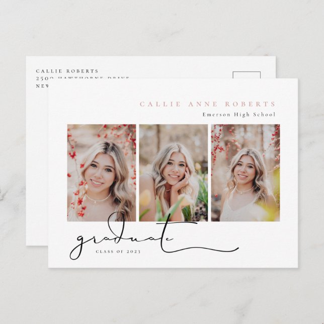 Scripted Snapshots Photo Graduation Announcement Postcard (Front/Back)