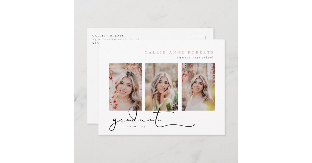 Scripted Snapshots Photo Graduation Announcement Postcard