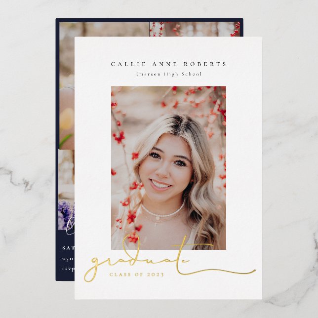 Scripted Snapshots Photo Graduation Foil Invitation (Front/Back)