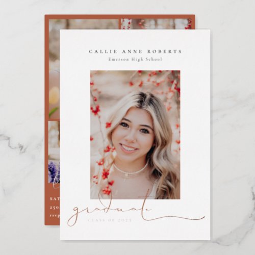 Scripted Snapshots Photo Graduation Foil Invitation