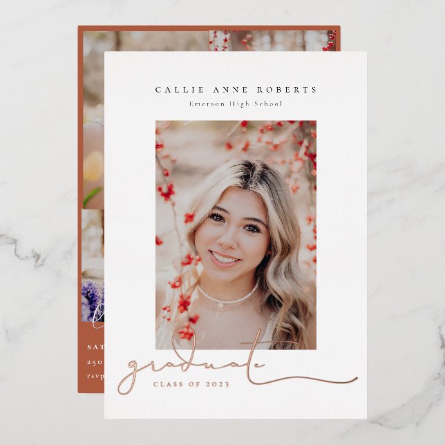 Scripted Snapshots Photo Graduation Foil Invitation (Front/Back)