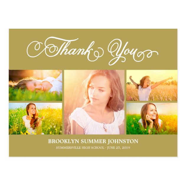Scripted Thank You Grad Photo Collage Postcard