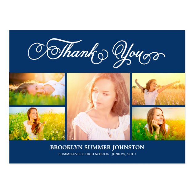 Scripted Thank You Grad Photo Collage Postcard