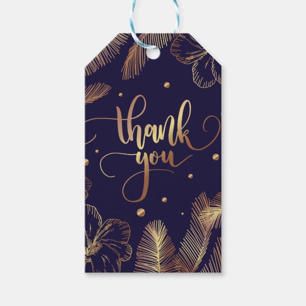 Scripted Thank You Typography With Golden Feathers Gift Tags