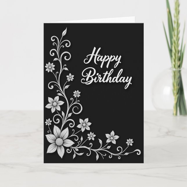Scripted Vine Birthday Card (Front)