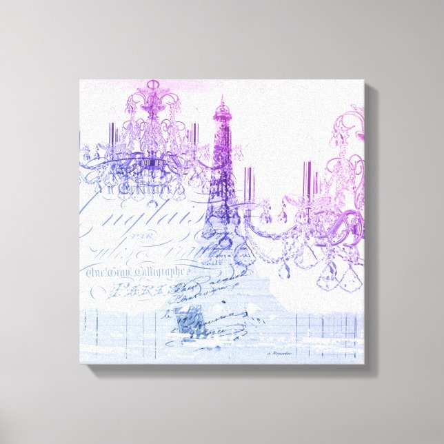 scripts purple chandelier paris eiffel tower canvas print (Front)