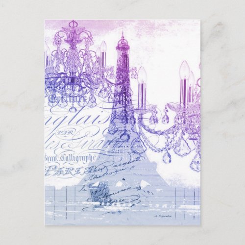 scripts purple chandelier paris eiffel tower postcard