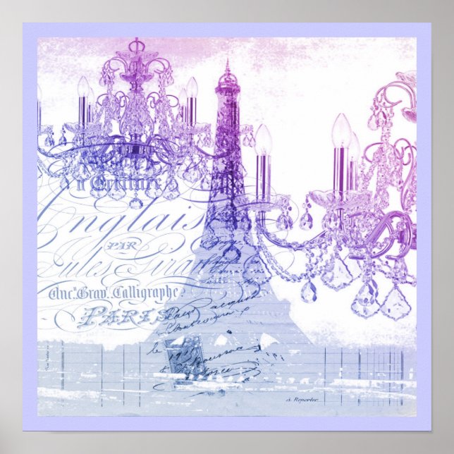 scripts purple chandelier paris eiffel tower poster (Front)