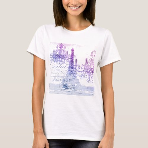 scripts purple chandelier paris eiffel tower T_Shirt