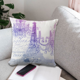 scripts purple chandelier paris eiffel tower throw pillow