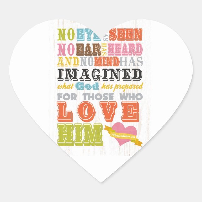 Scriptural Bible Verse - 1 Corinthians 2:9 Heart Sticker (Front)