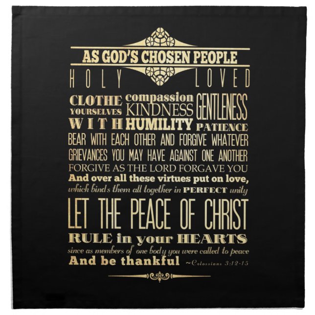 Scriptural Bible Verse - Colossians 3:12-13 Cloth Napkin (Front)