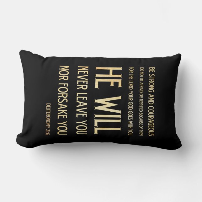 Scriptural Bible Verse - Deuteronomy 31:6 Lumbar Pillow (Front)