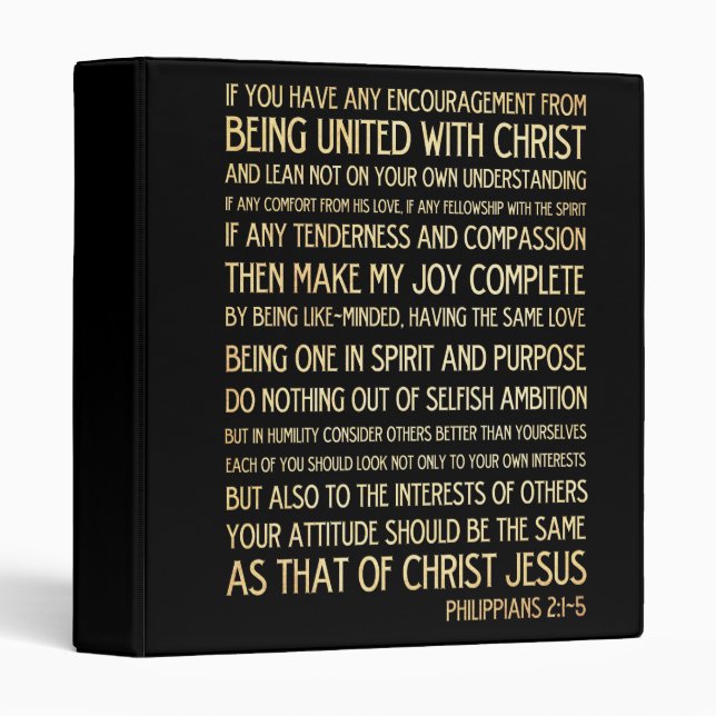 Scriptural Bible Verse - Philippians 2:1-5 3 Ring Binder (Front/Spine)