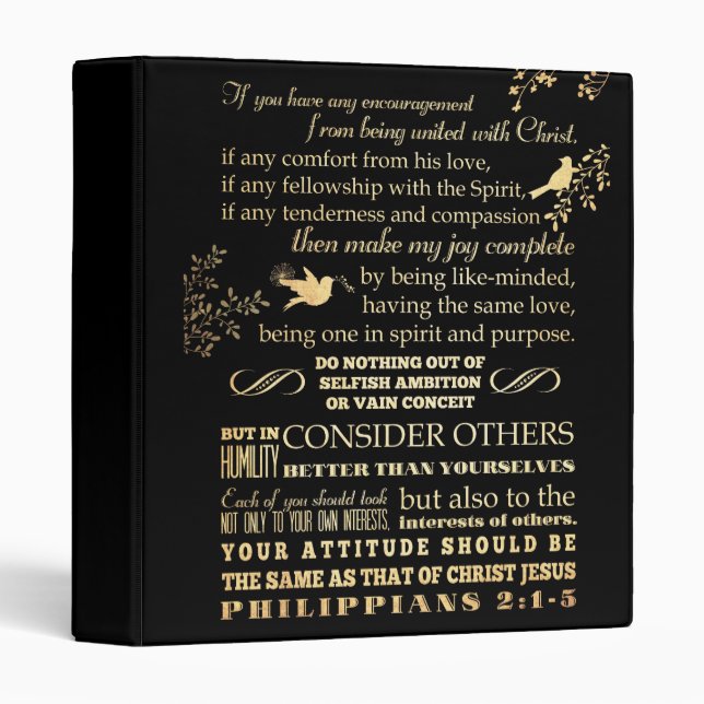 Scriptural Bible Verse - Philippians 2: 1-5 Binder (Front/Spine)