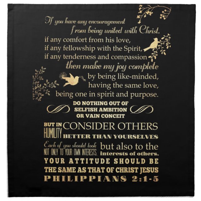 Scriptural Bible Verse - Philippians 2: 1-5 Napkin (Front)