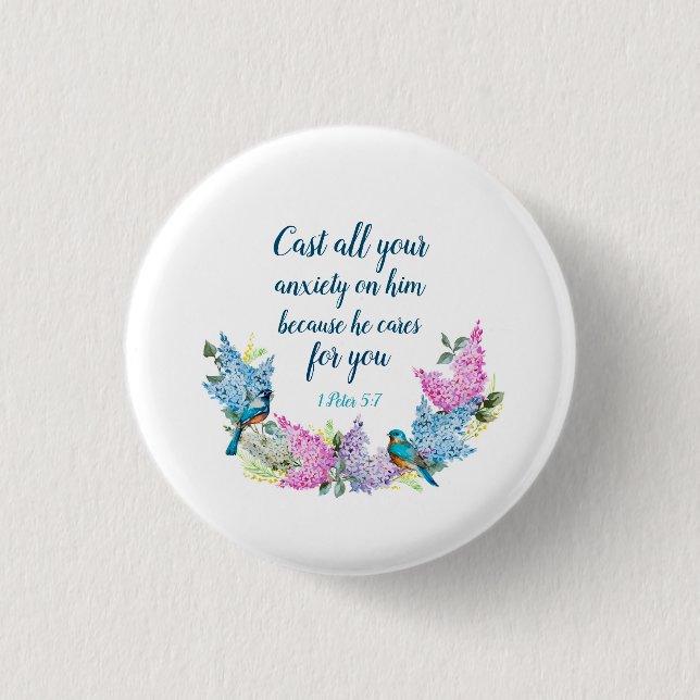 Scripture 1 Peter 5:7   Button (Front)