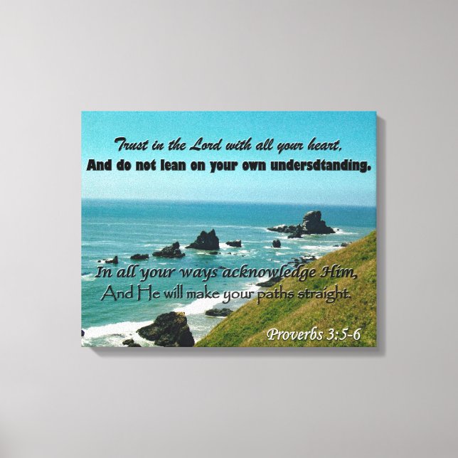 Scripture Art from Proverbs 3:5-6 Large Canvas Print (Front)