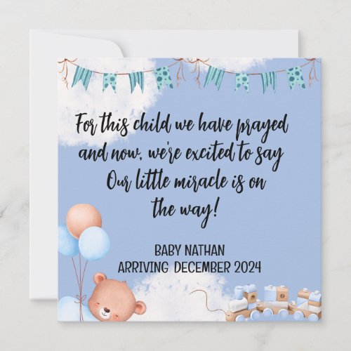 Scripture Baby Boy Announcement Card This Child 1