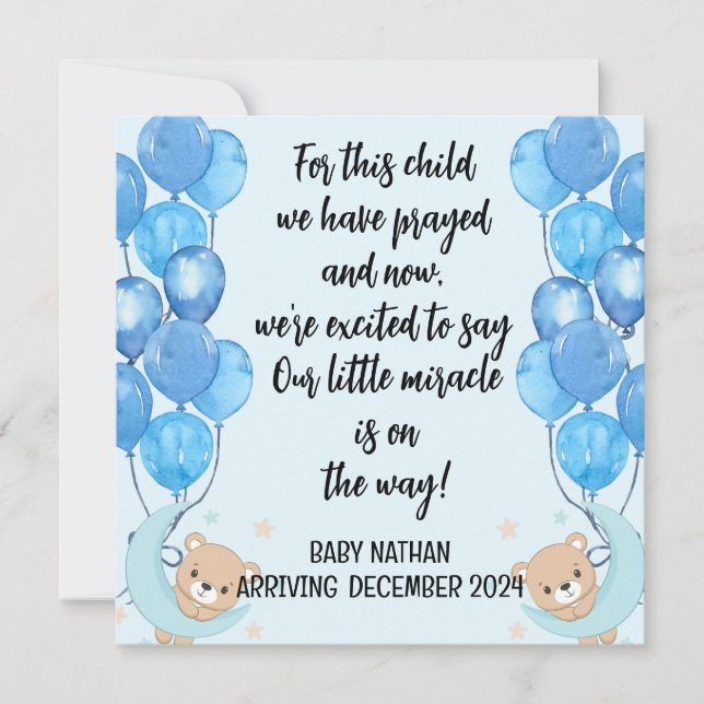 Scripture Baby Boy Announcement Card This Child 2 (Front)