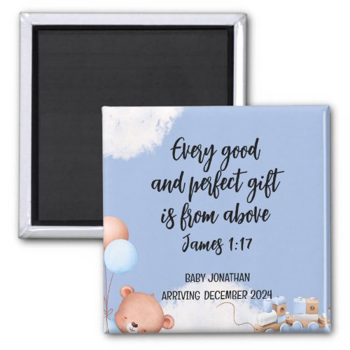 Scripture Baby Boy Announcement Magnet 1