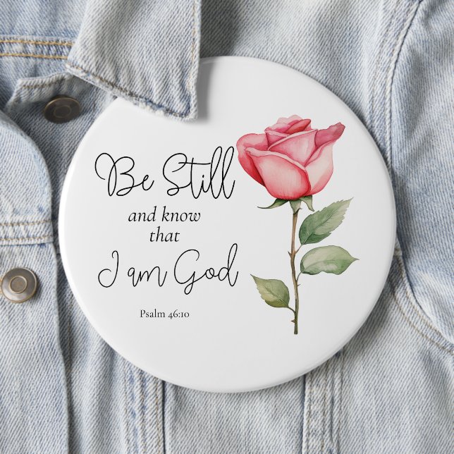 Scripture Be Still and Know that I am God Flower Button (In Situ)