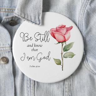 Scripture Be Still and Know that I am God Flower Button