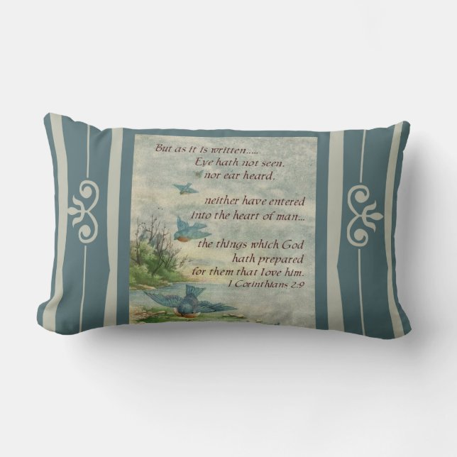 Scripture Bible Verse birds nature decorative Lumbar Pillow (Front)